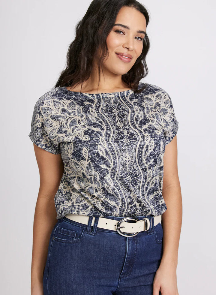 LAURA FAbstract Rhinestone Embellished T-Shirt