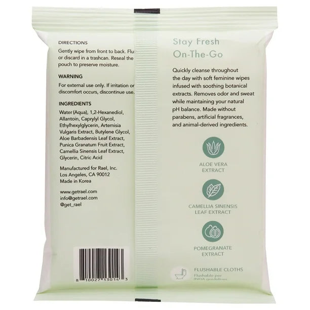 Rael - Natural Feminine Wipes - 10 Count