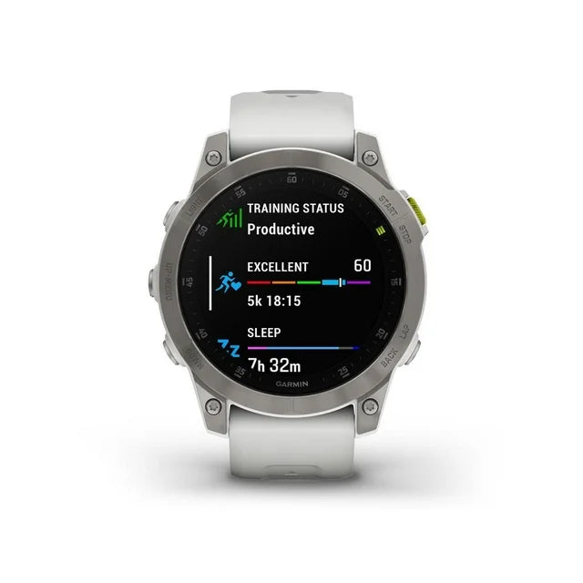 Garmin epix Gen 2, Premium active smartwatch, Health and wellness features, touchscreen AMOLED display, adventure watch with advanced features, white titanium