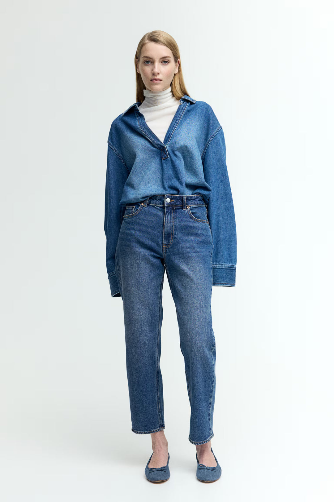 H&M High Rise Slim Straight Ankle Jeans