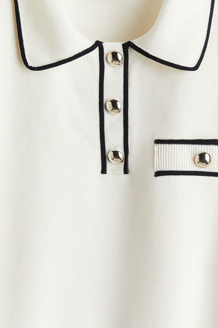 H&M KNIT TOP WITH COLLAR