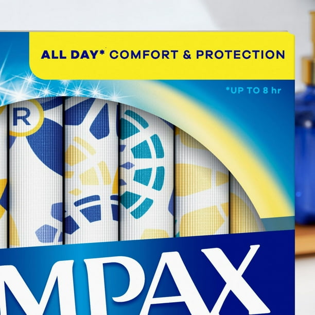 Tampax Compact Pearl Tampons, with LeakGuard Braid & Extendable Applicator, Regular Absorbency, Compact Extendable Applicator, Unscented, 32CT