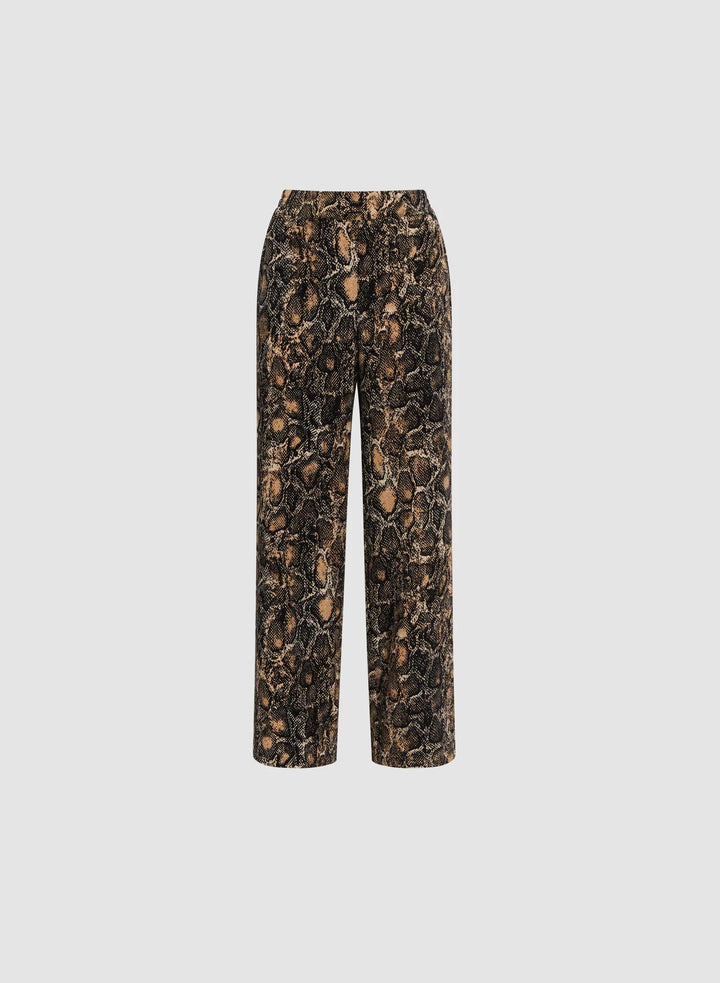 LAURA Olivia Snake Print Wide-Leg Pants
