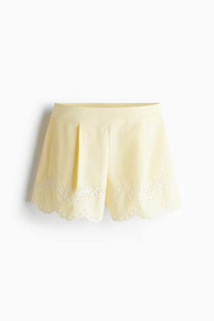 H&M SHORTS WITH EYELET EMBROIDERY