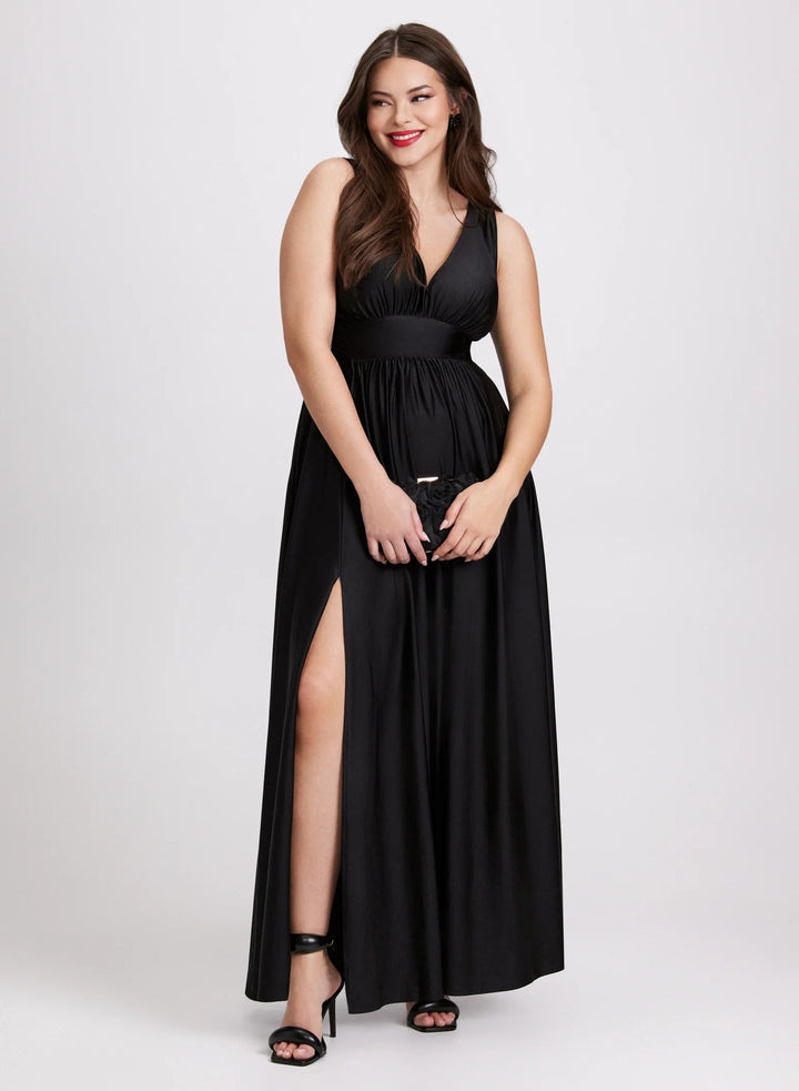 LAURA Sleeveless Plunging Neckline Dress