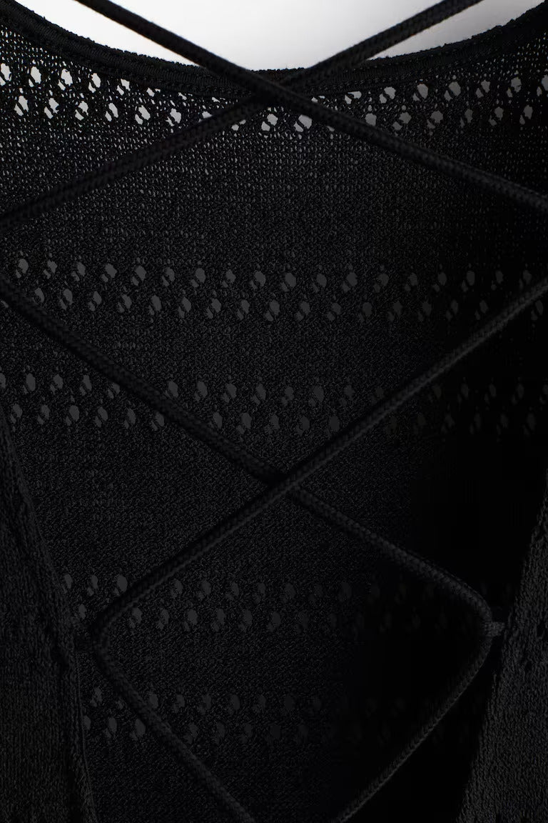 H&M Lacing-Detail Hole-Knit Dress