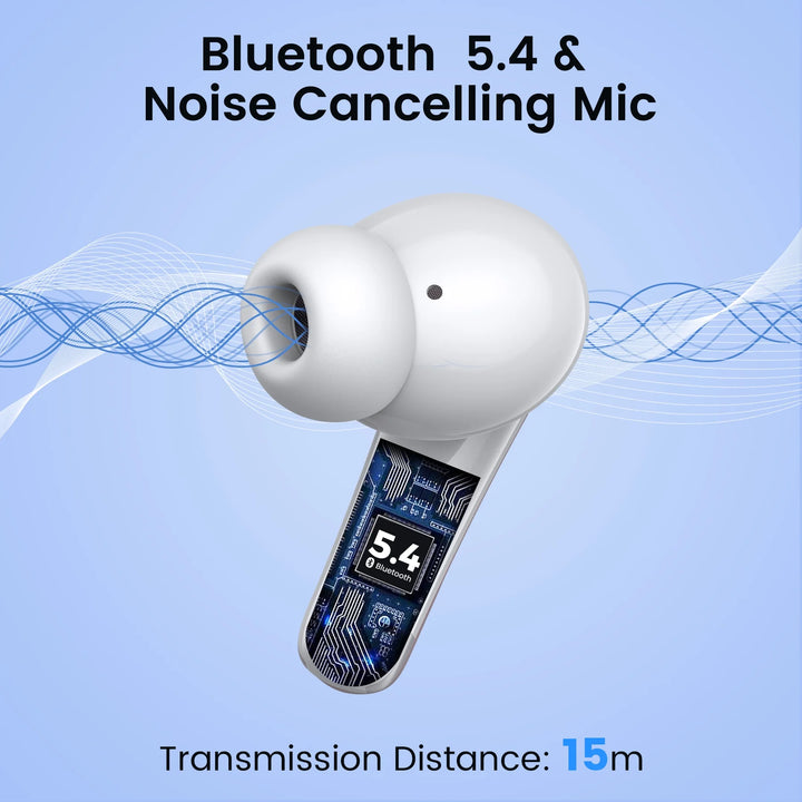 VEAT00L P91 Wireless Earbuds, Bluetooth Headphones V5.4 Stereo Ear buds with Noise Cancelling Mics, 60H Playback Mini Case with Dual LED Display, IP7 Waterproof in-Ear Earphones for Android iOS