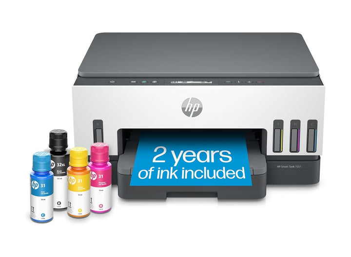 HP Smart Tank 7001 Wireless All-in-One Colour Ink Tank Printer, Scanner & Copier, Best for Home, 2 Years Ink Included