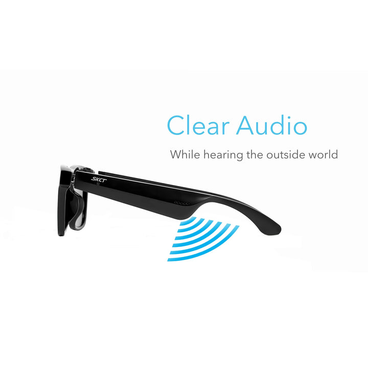 KCT Smart Glasses, Bluetooth Sunglasses with Polarized lenses, Bluetooth Audio & Hands Free Calling, Open Air Audio, Auto On/Off, Pink with Black Lenses, 3 styles Switchable Lenses