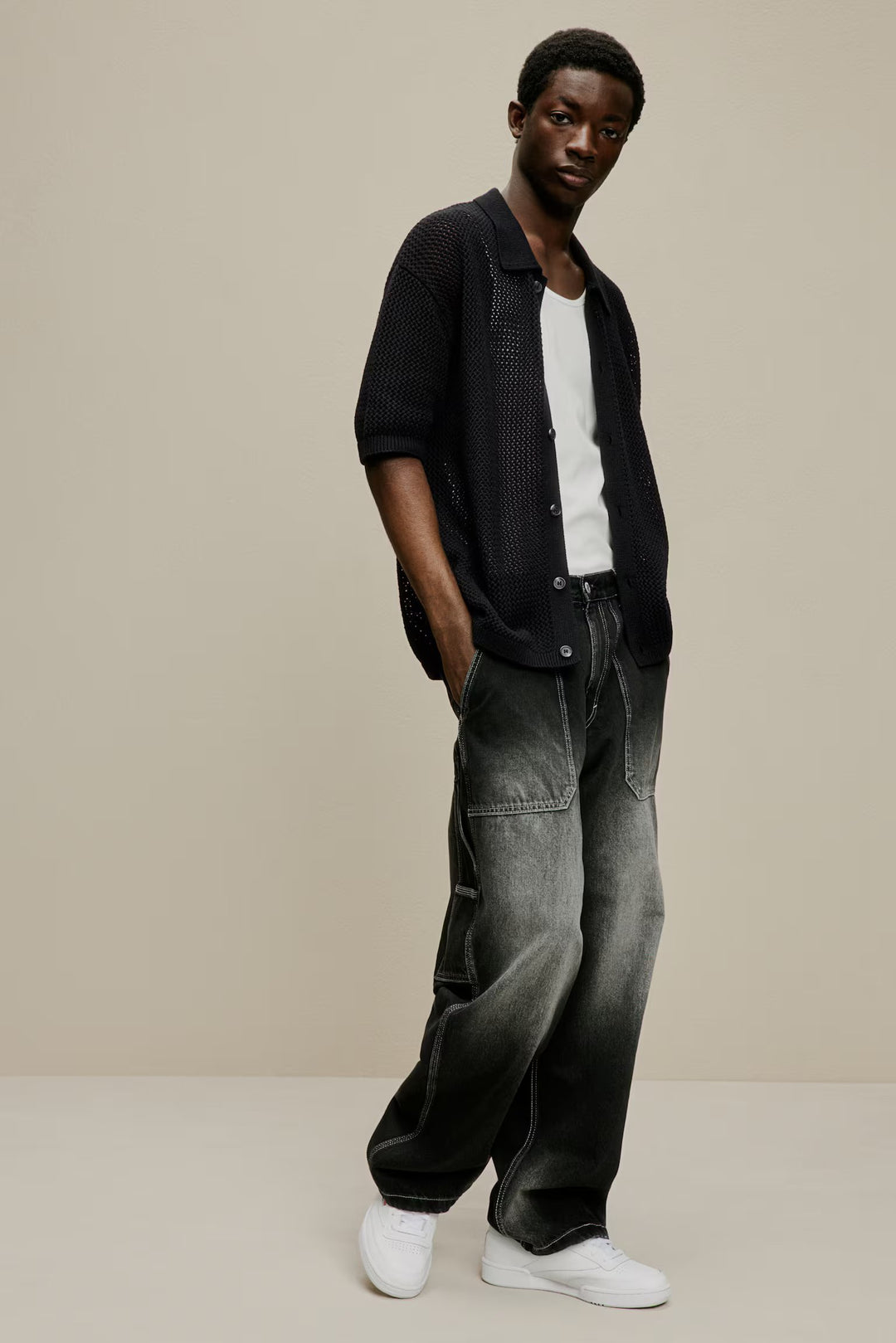 H&M Regular Fit Pointelle-Knit Shirt