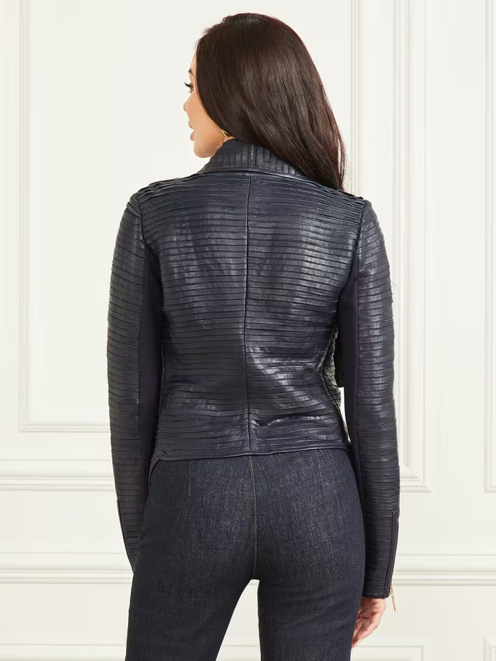 Guess Shayna Drape Leather Jacket
