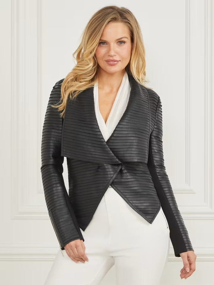 Guess Shayna Drape Leather Jacket