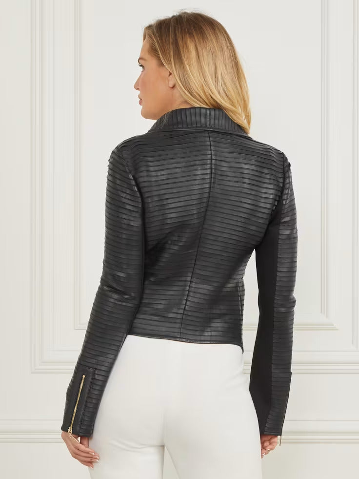Guess Shayna Drape Leather Jacket