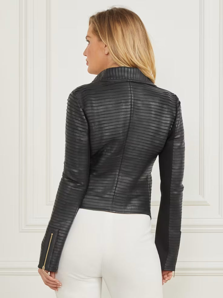 Guess Shayna Drape Leather Jacket