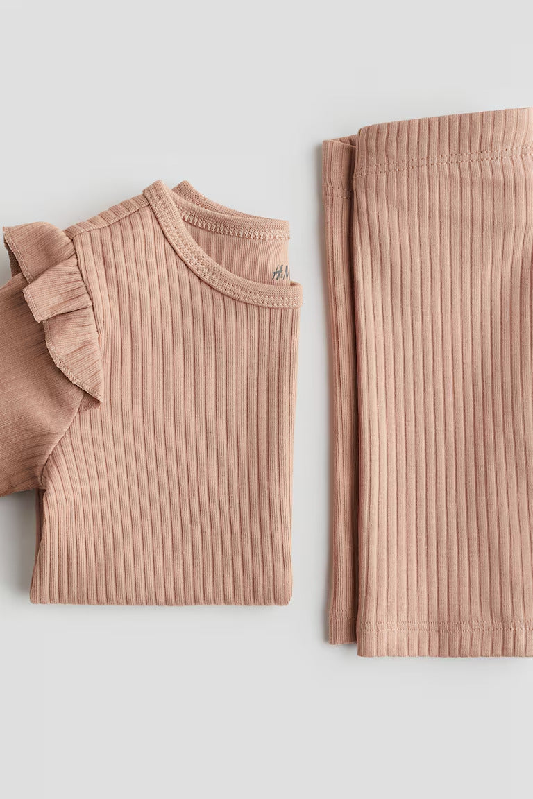H&M 2-PIECE RIBBED COTTON SET