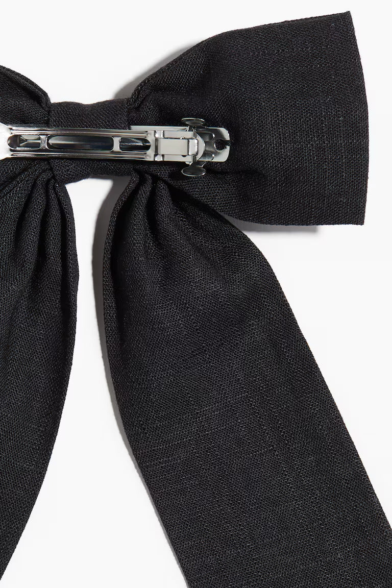 H&M LINEN-BLEND BOW HAIR CLIP