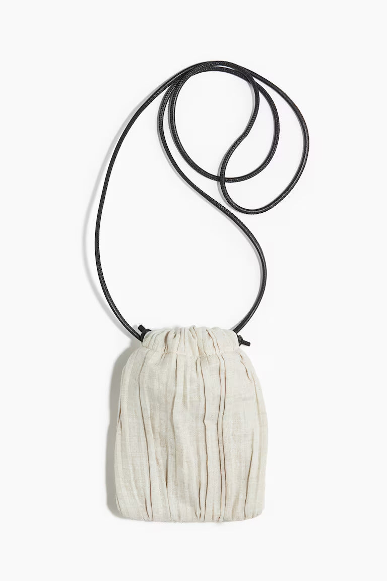 H&M LINEN-BLEND DRAWSTRING PHONE BAG