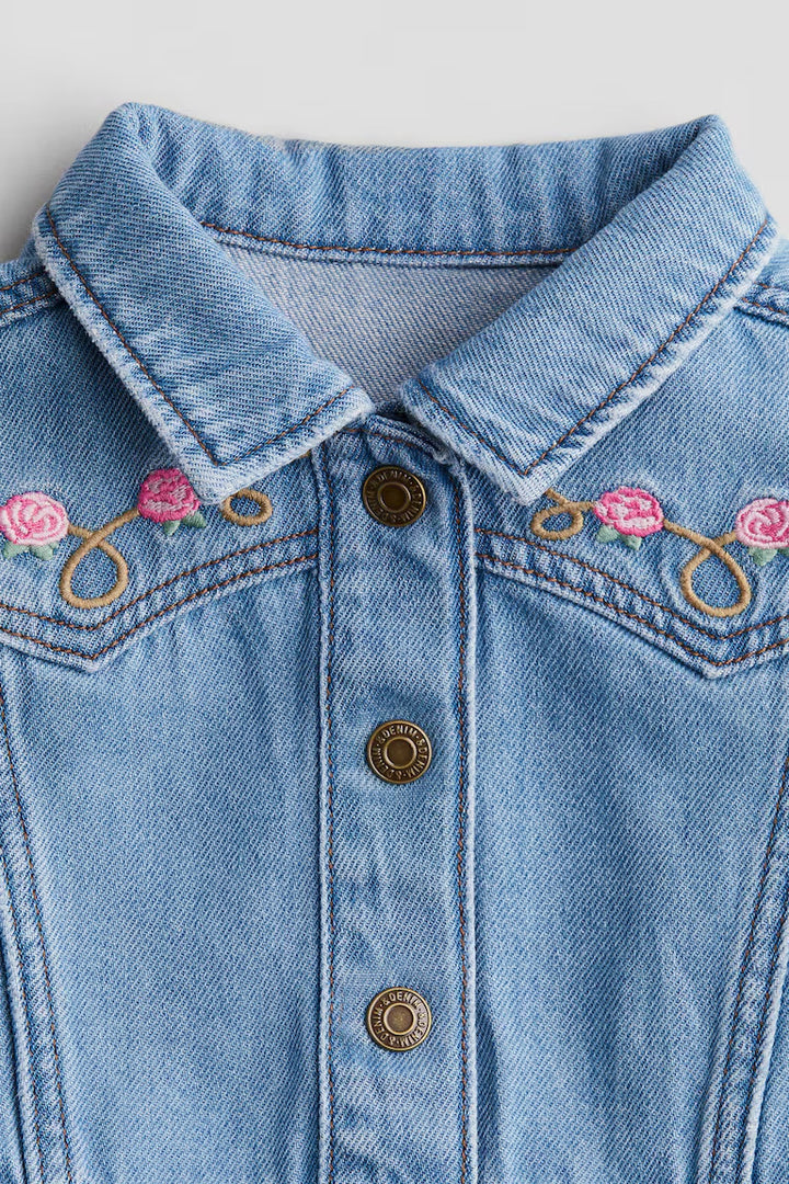 H&M EMBROIDERED-DETAIL DENIM JACKET