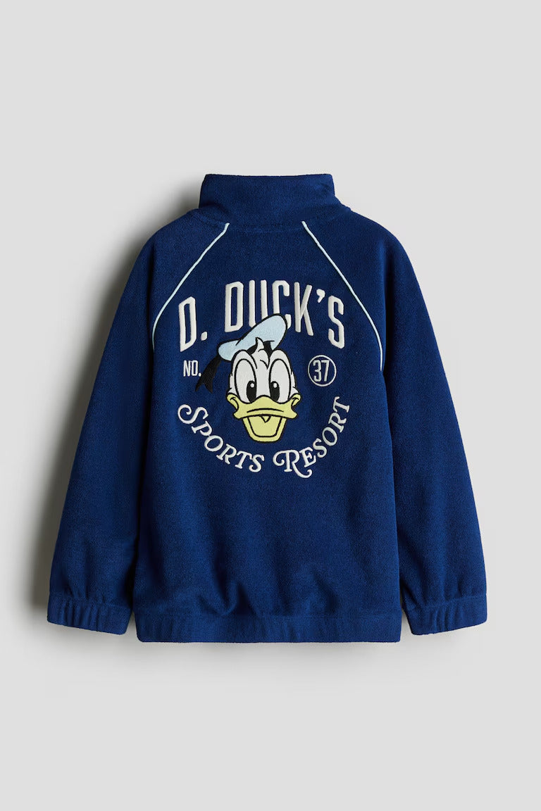 H&M TERRY TRACK JACKET WITH EMBROIDERED DETAIL