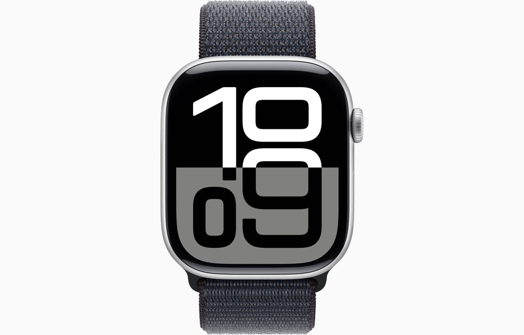 Apple Watch Series 10 GPS, 46mm Silver Aluminum Case with Ink Sport Loop