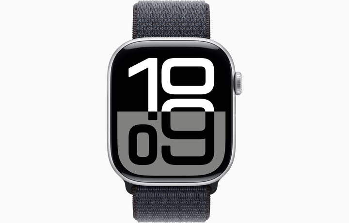 Apple Watch Series 10 GPS, 46mm Silver Aluminum Case with Ink Sport Loop