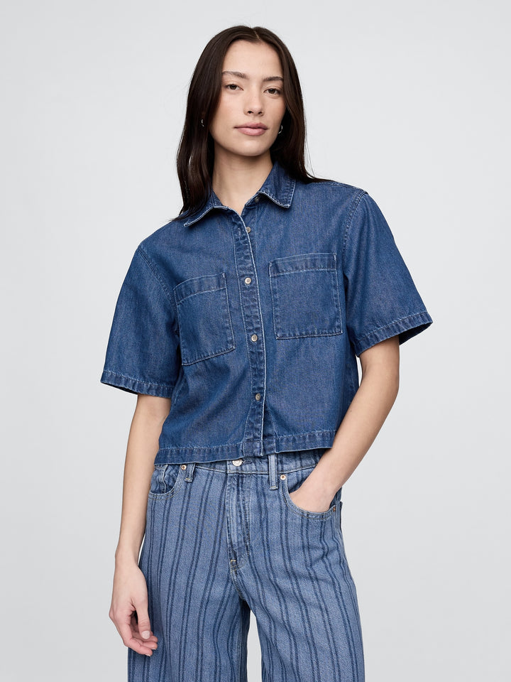 Gap UltraSoft Cropped Denim Shirt