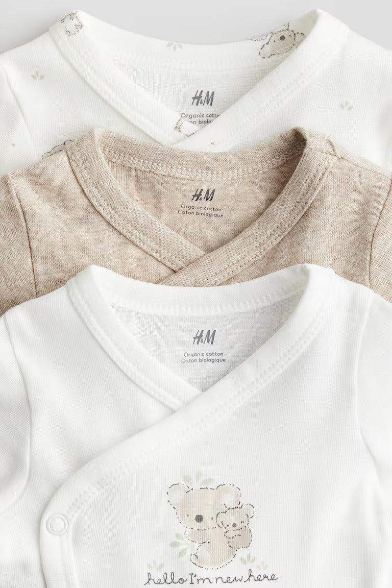 H&M 3-PACK WRAPOVER BODYSUITS