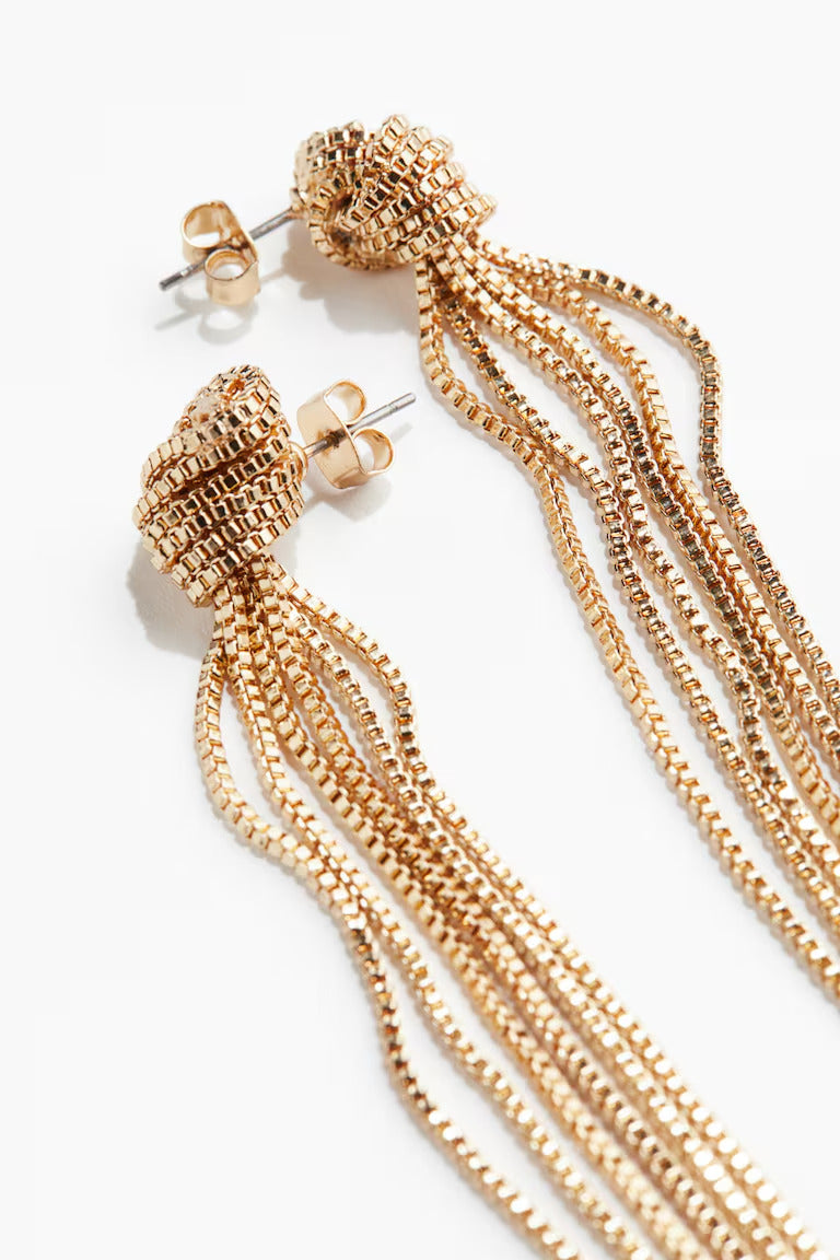 H&M BOX-CHAIN TASSEL EARRINGS