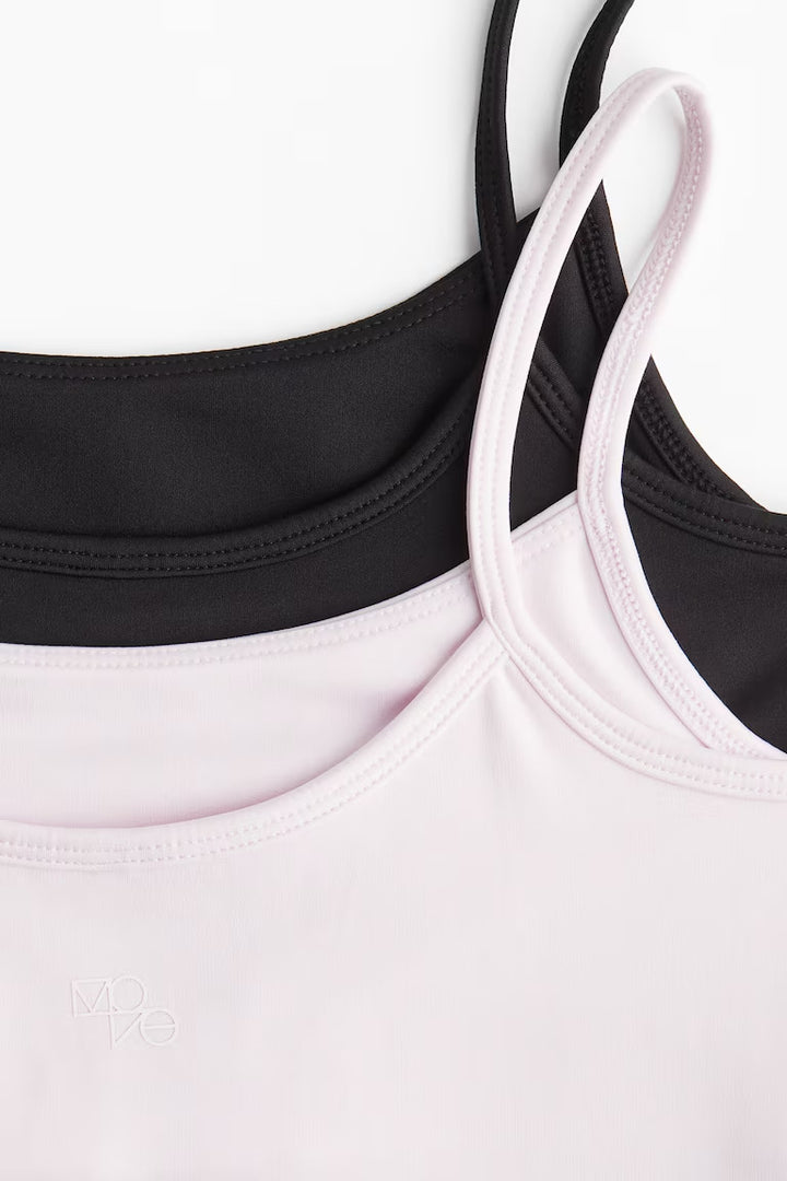 H&M 2-PACK INTEGRAL-TOP SPORTS TOPS WITH DRYMOVE™