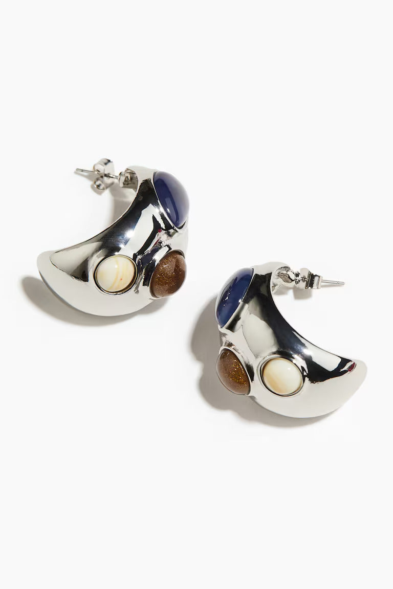 H&M BEAD-DETAIL DOME EARRINGS