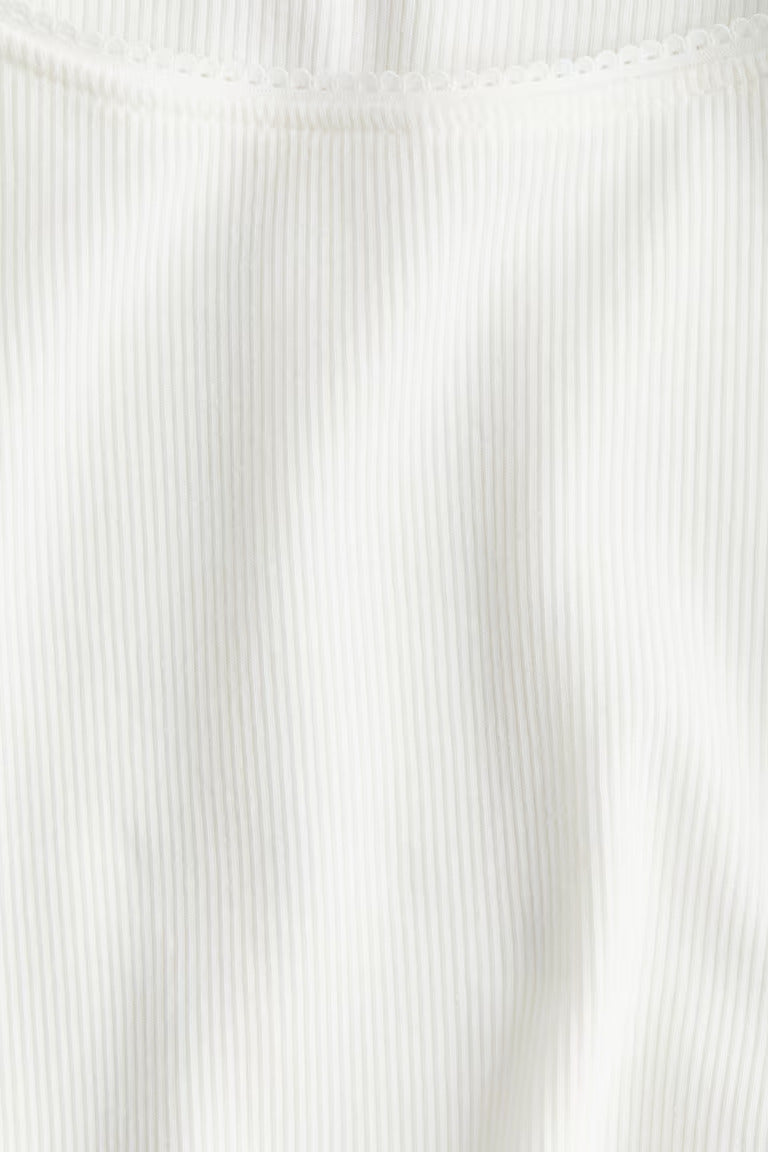 H&M PICOT-TRIMMED RIBBED TOP