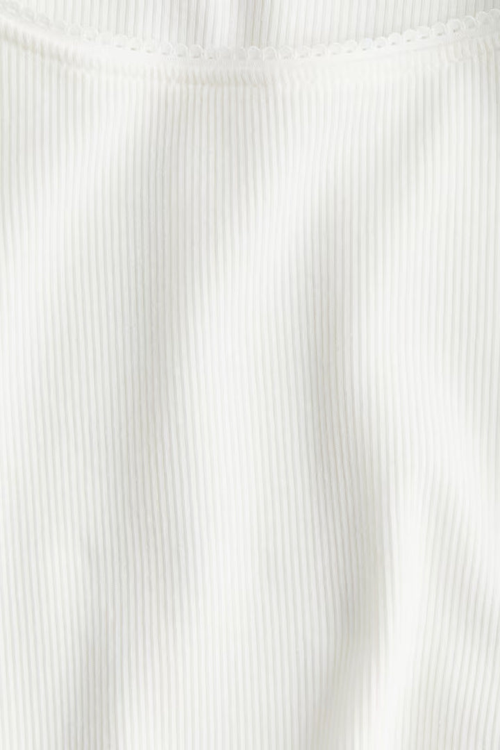H&M PICOT-TRIMMED RIBBED TOP