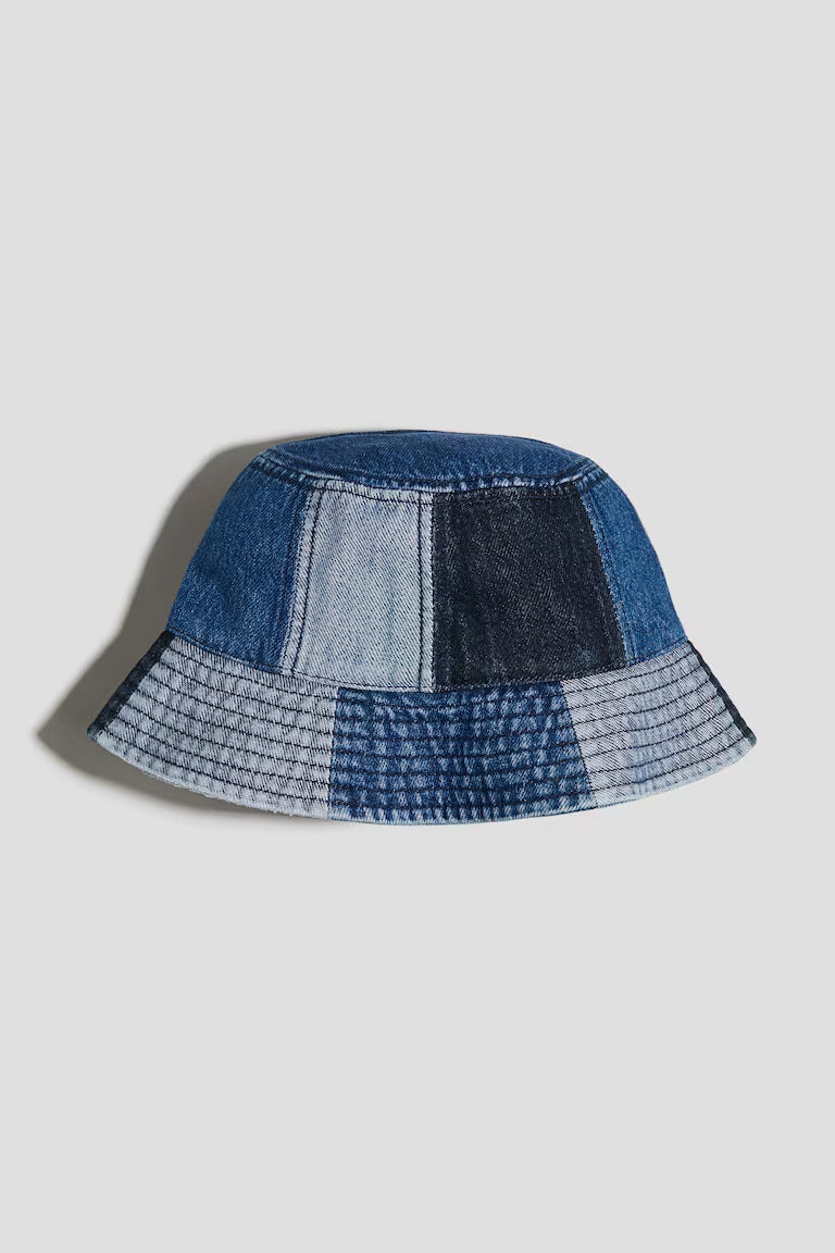 H&M PATCHED DENIM BUCKET HAT