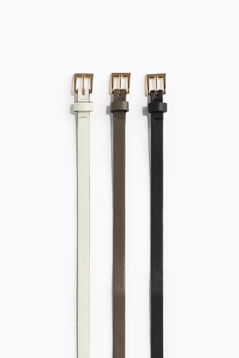 H&M 3-PACK NARROW BELTS
