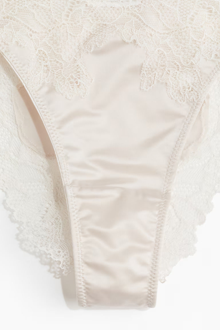 H&M 2-PACK MICROFIBRE AND LACE TANGA BRIEFS