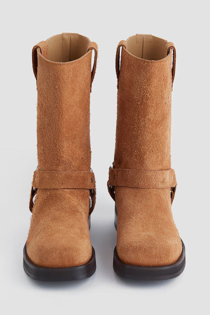 H&M SUEDE BIKER BOOTS