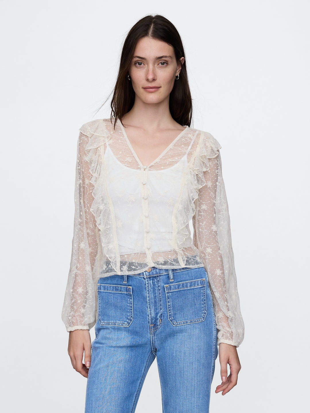 Gap Recycled Lace Ruffle Top