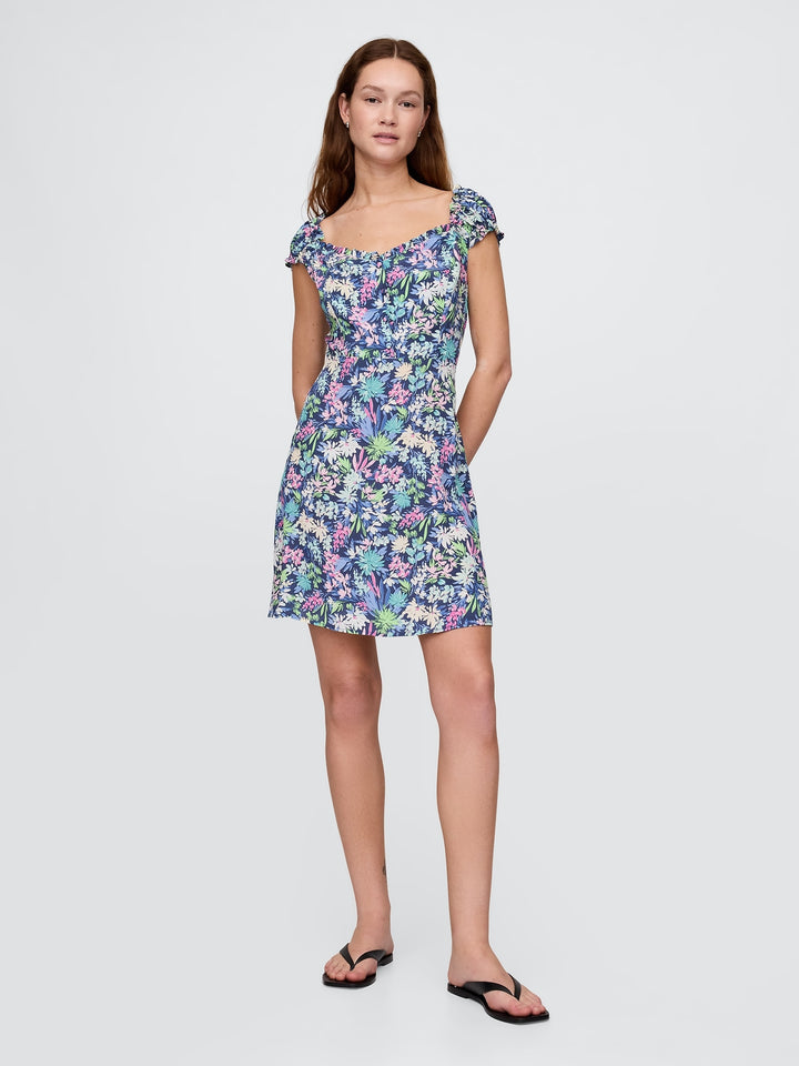 Gap Puff-Sleeve Sweetheart Mini Dress