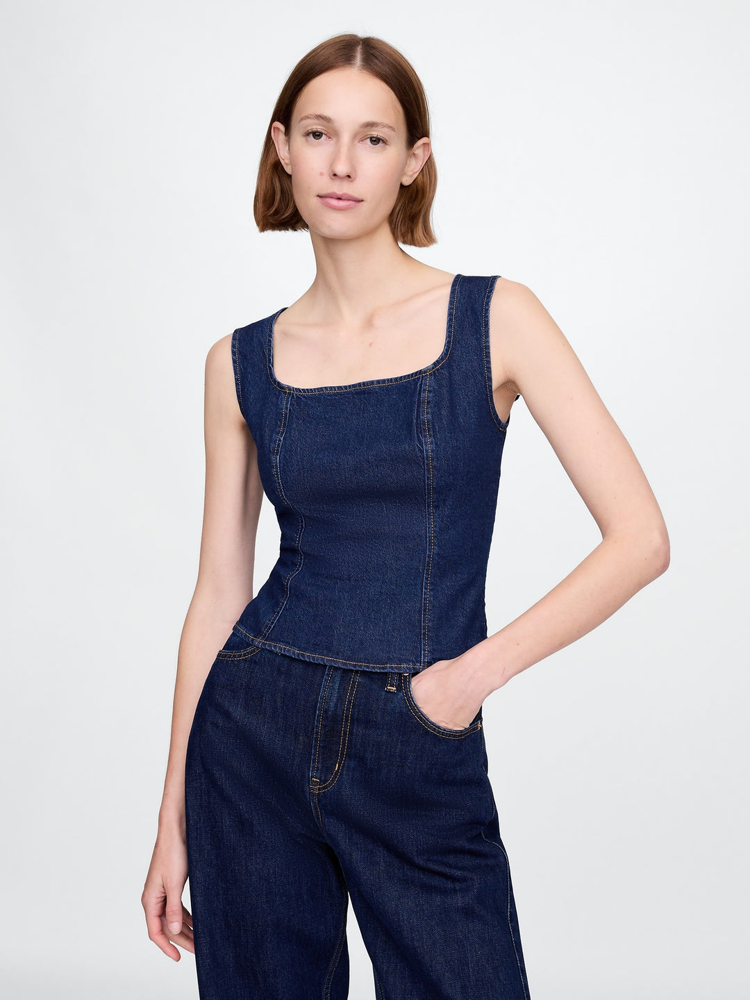 Gap Square-Neck Denim Top