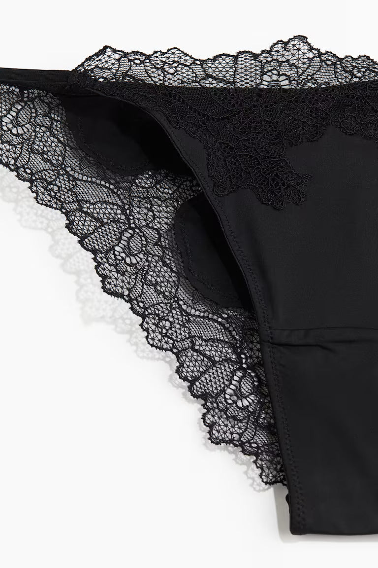 H&M 2-PACK MICROFIBRE AND LACE TANGA BRIEFS