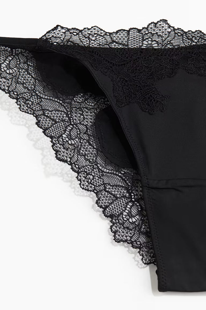 H&M 2-PACK MICROFIBRE AND LACE TANGA BRIEFS