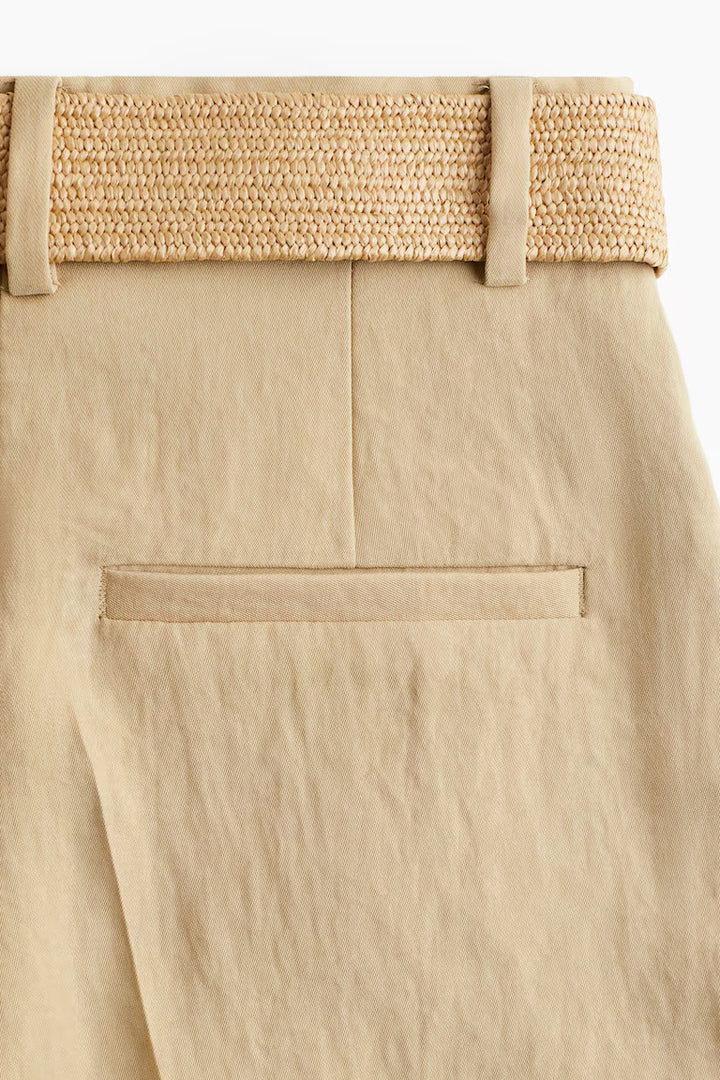 H&M BELTED TWILL SHORTS