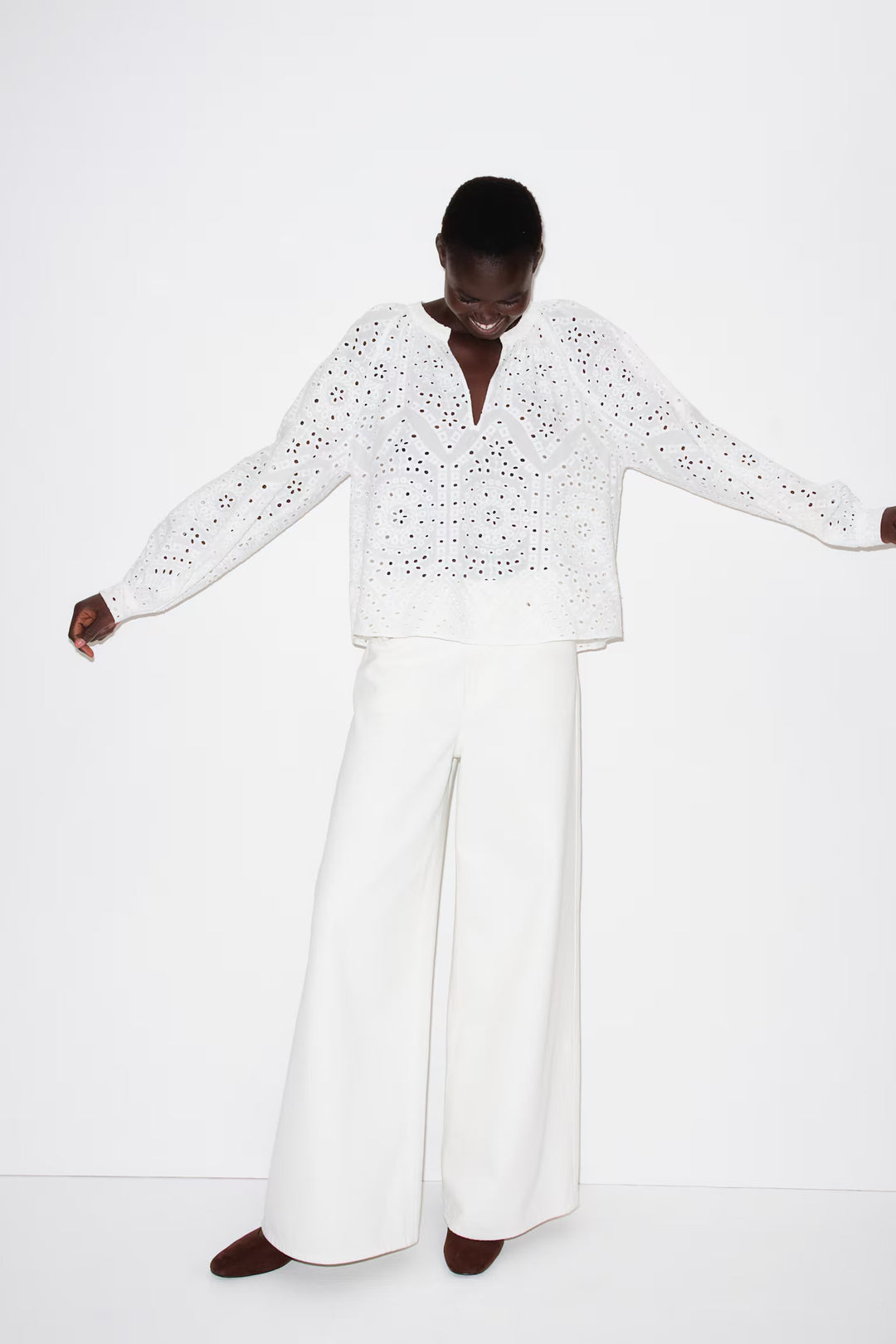 H&M Blouse with Eyelet Embroidery