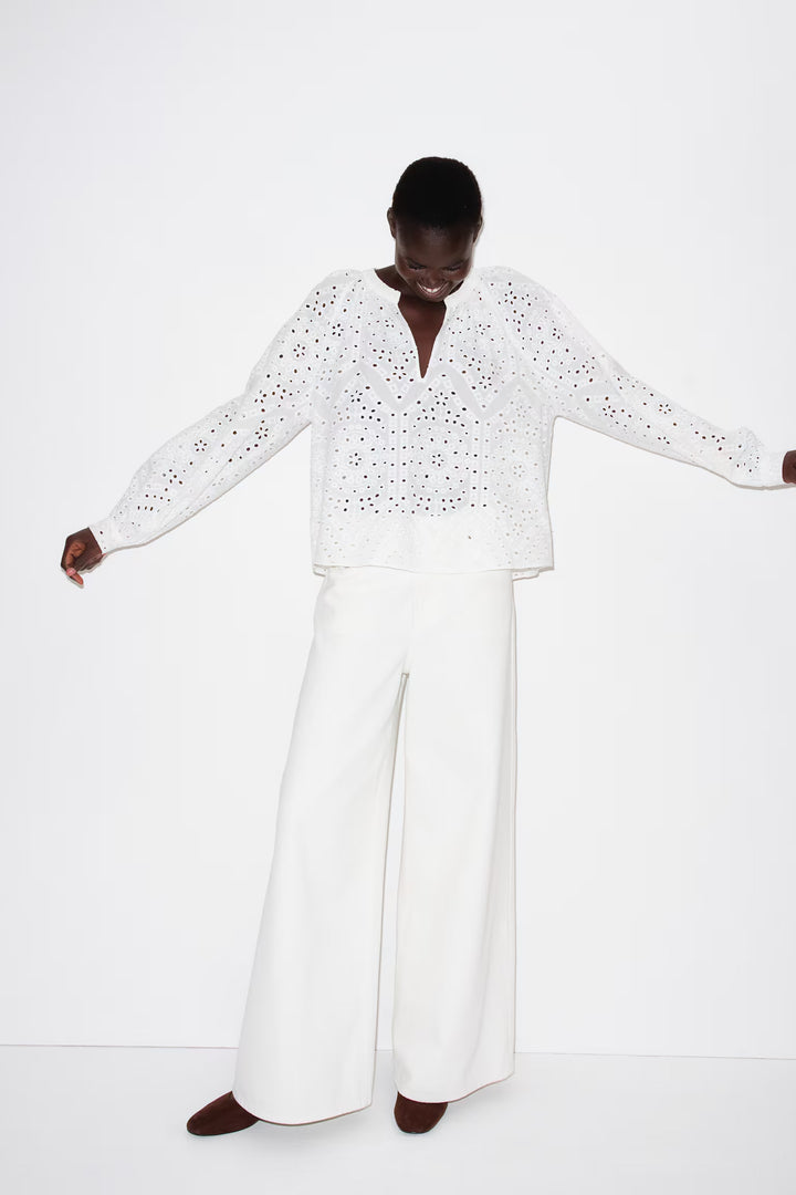 H&M Blouse with Eyelet Embroidery