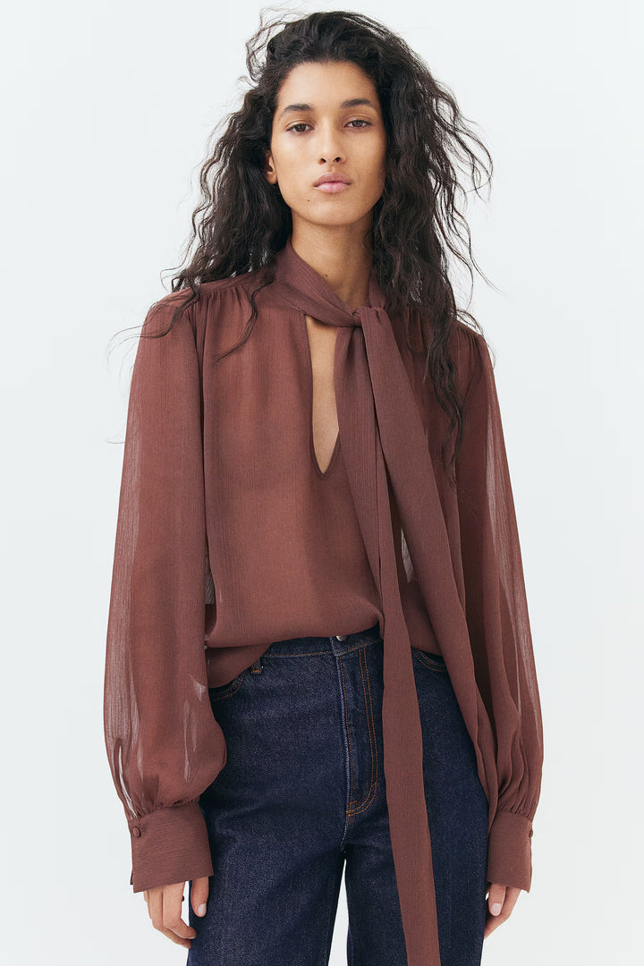 H&M Tie-Neck Chiffon Blouse