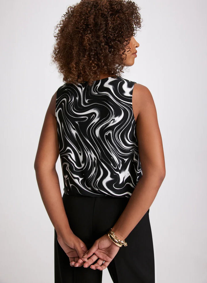 LAURA Wave Print Sleeveless Blouse