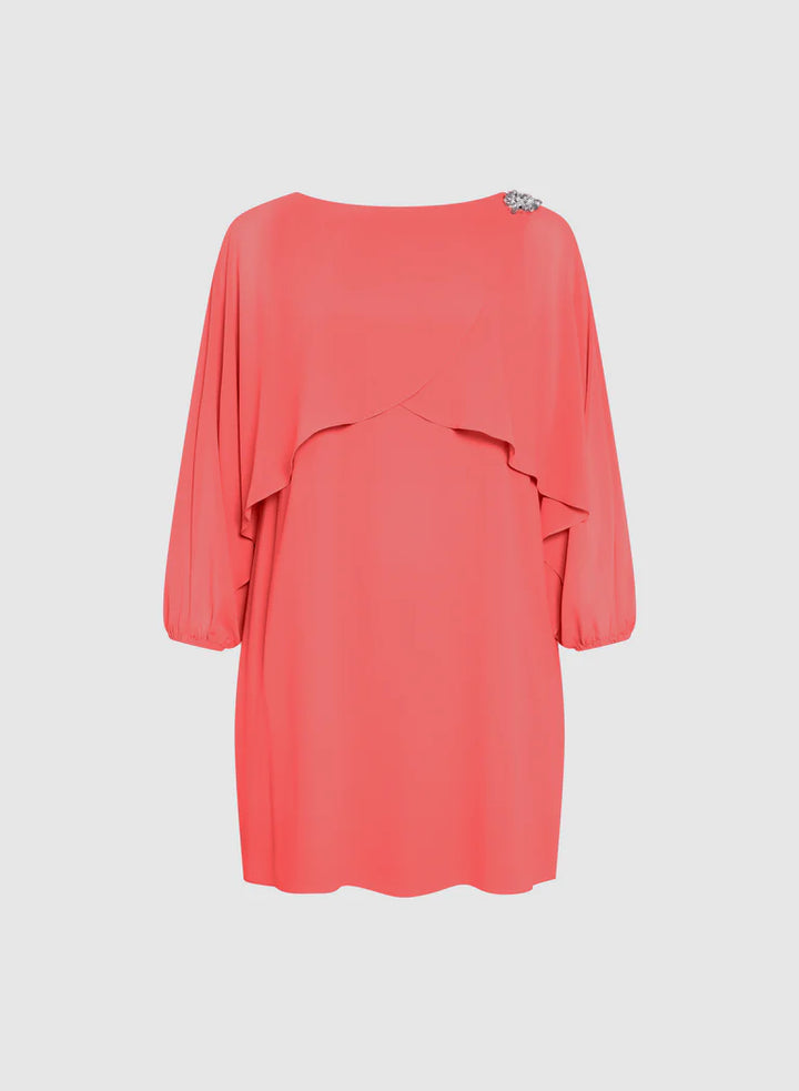 LAURA Brooch Embellished Capelet Dress