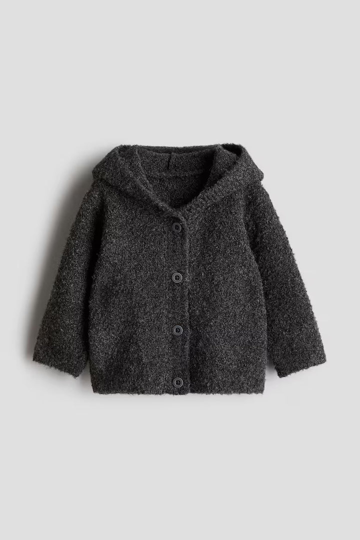 H&M Hooded Bouclé-Knit Cardigan