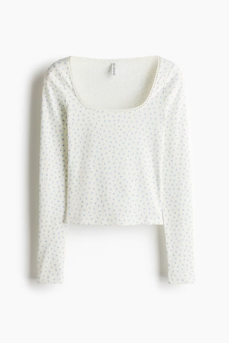 H&M Picot-Trimmed Cotton Top