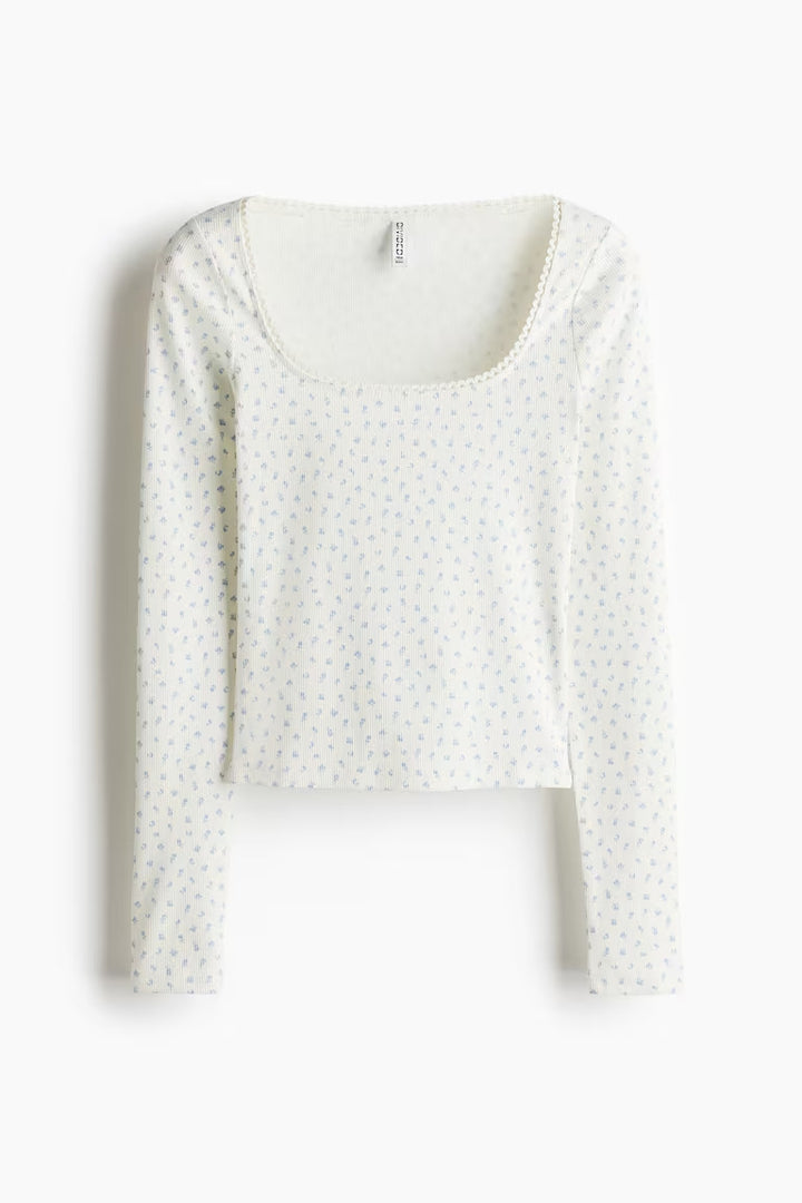 H&M Picot-Trimmed Cotton Top